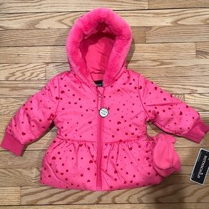 Hot pink coat & mitts. 18mos